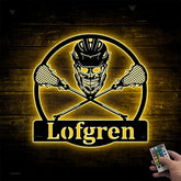 Custom Lacrosse Metal Sign Led Lights, Lacrosse Sticks Helmet Metal Wall Art, Personalized Lacrosse Player Metal Name Sign, Lacrosse Sport Metal Art